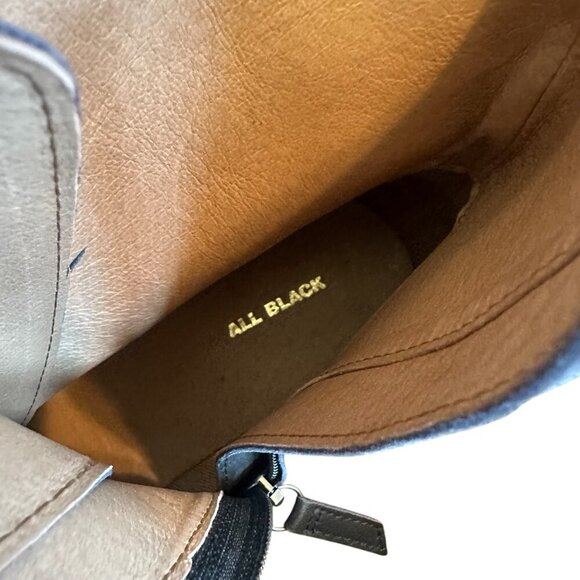 All Black Pyramid Stud Booties Boots Dark Blue Leather Luxury Size 41 10.5 Women - Picture 11 of 12